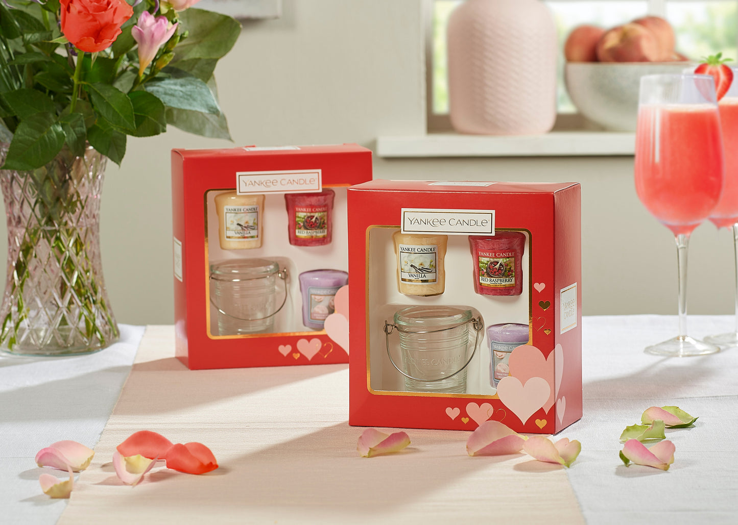 SET 3 CANDELE SAMPLER E PORTA SAMPLER -Yankee Candle- Confezione Regalo San Valentino