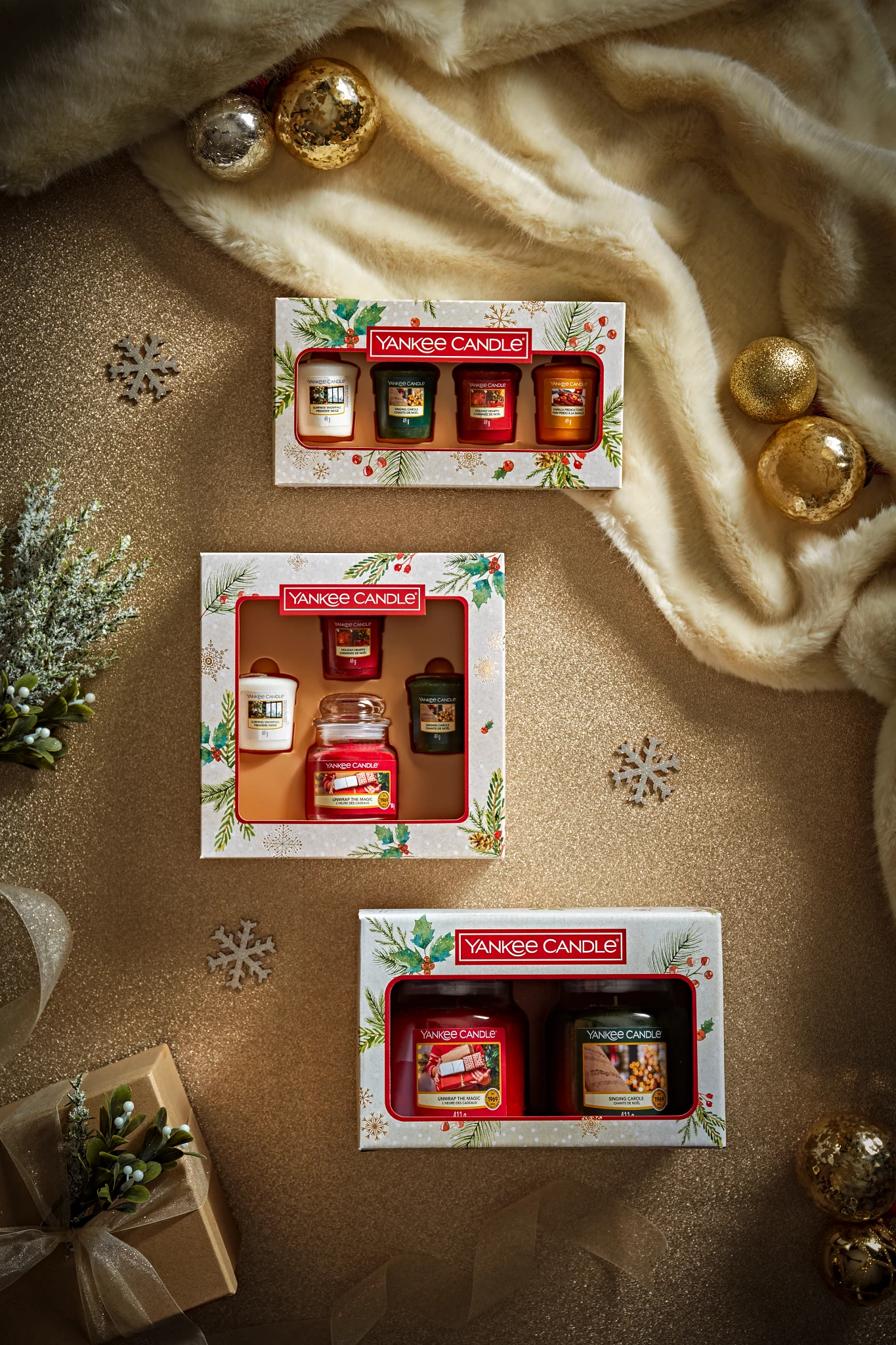 SET GIARA PICCOLA E PARALUME PICCOLO -Yankee Candle- Confezione Regalo Magical Christmas Morning