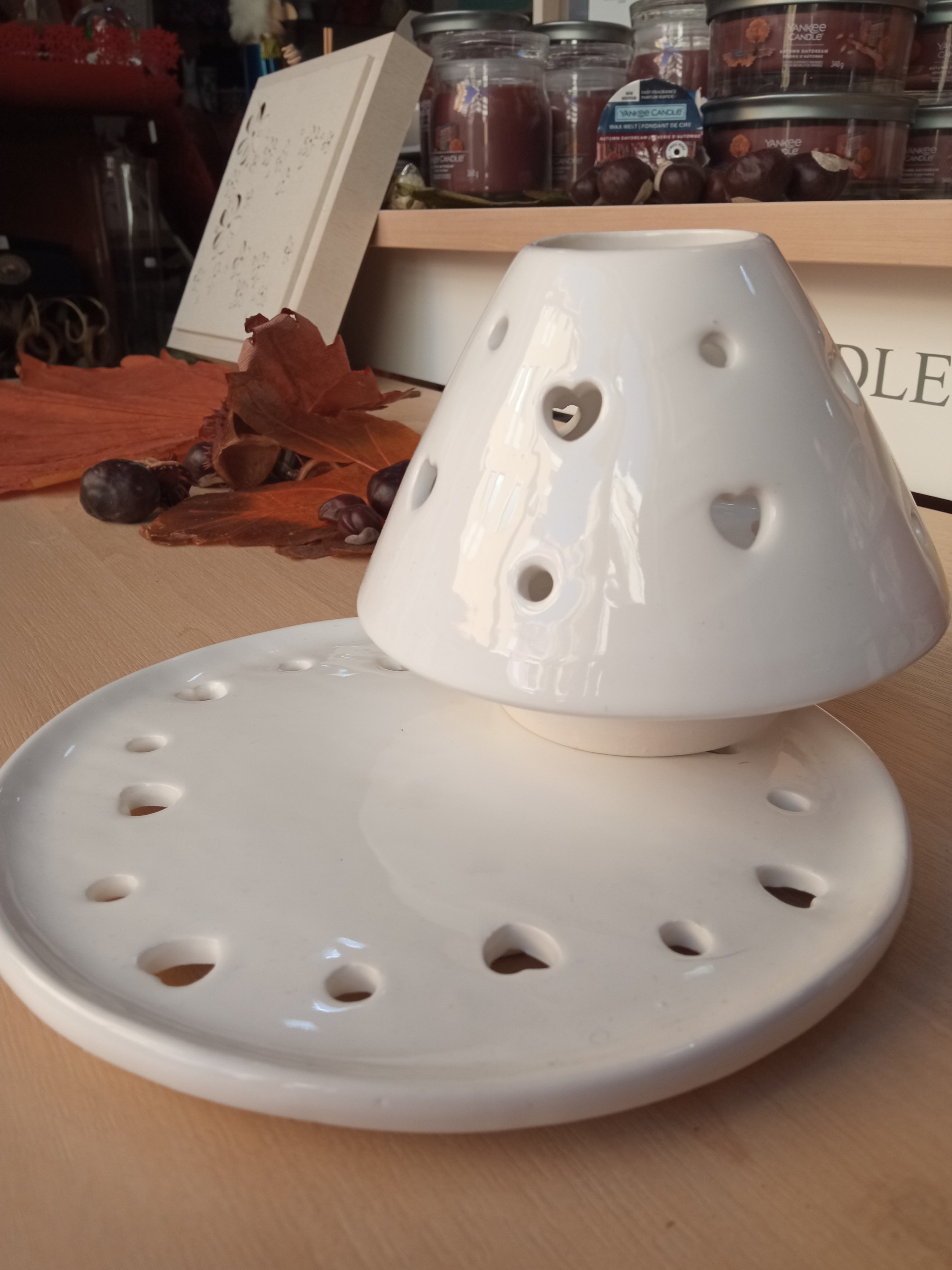 PARALUME PIU CAPPELLO PARALUME - Paralume e Piatto PORCELLANA BIANCO TRAFORO