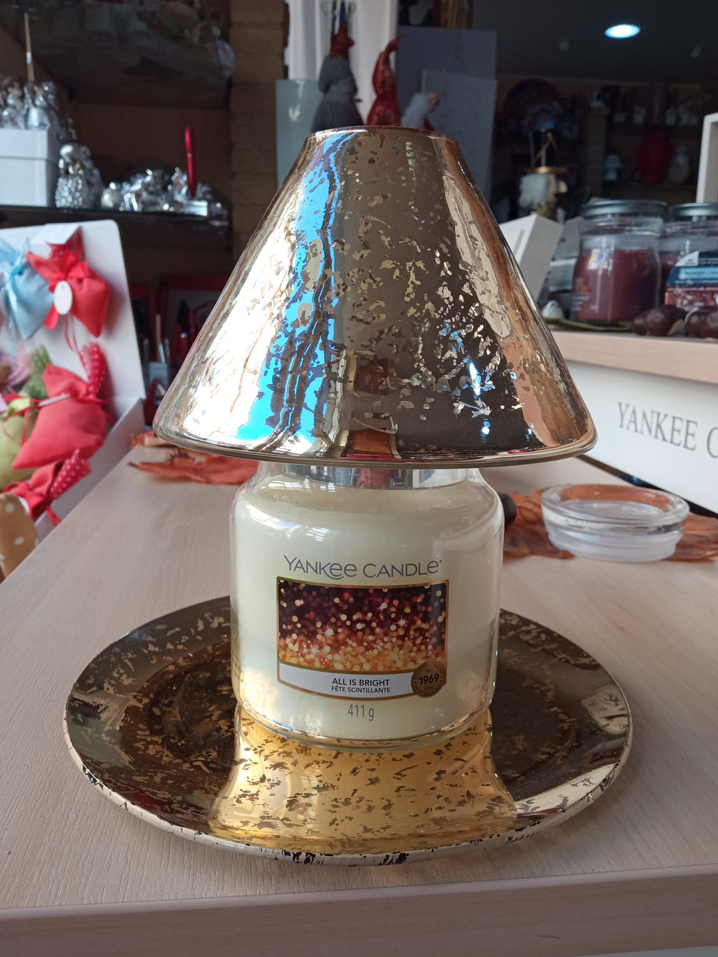 MIAMI GOLD-Yankee Candle- Paralume e Piatto VETRO ORO
