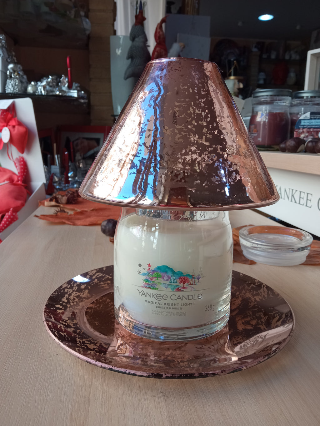 MIAMI ROSE-Yankee Candle- Paralume e Piatto VETRO ROSE