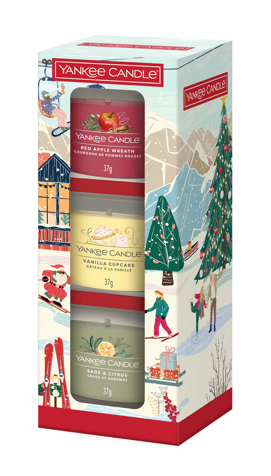 CONFEZIONE 3 CANDELE VOTIVE IN VETRO - HOLIDAY PARTY - Yankee Candle - Confezione Regalo APRES SKI (Copia)