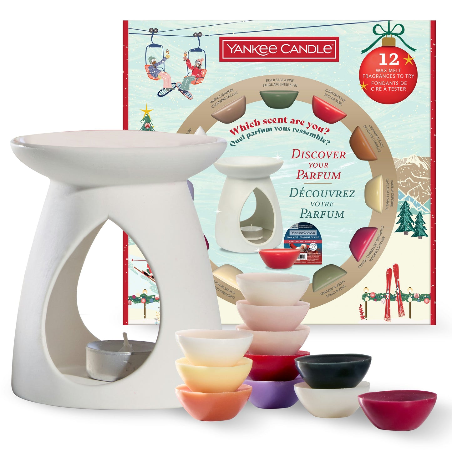 BRUCIATORE PER CERA DA FONDERE CON 12 CERA DA FONDERE- Yankee Candle - Confezione Regalo APRES SKI