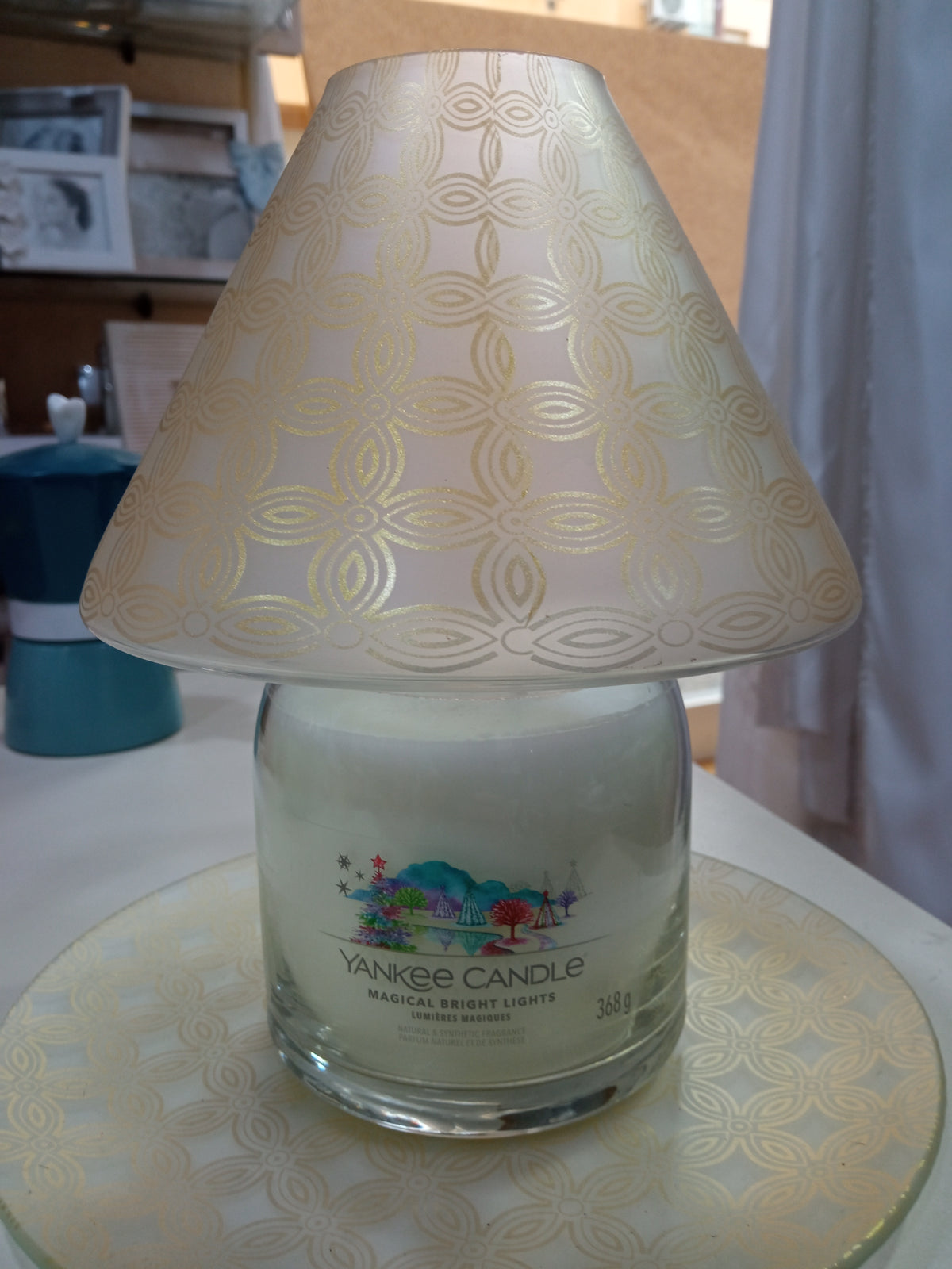 ROMA-Yankee Candle- Paralume e Piatto VETRO DISEGNI ORO
