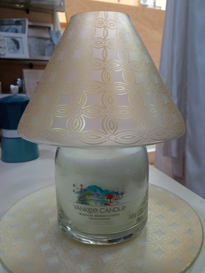 ROMA-Yankee Candle- Paralume e Piatto VETRO DISEGNI ORO