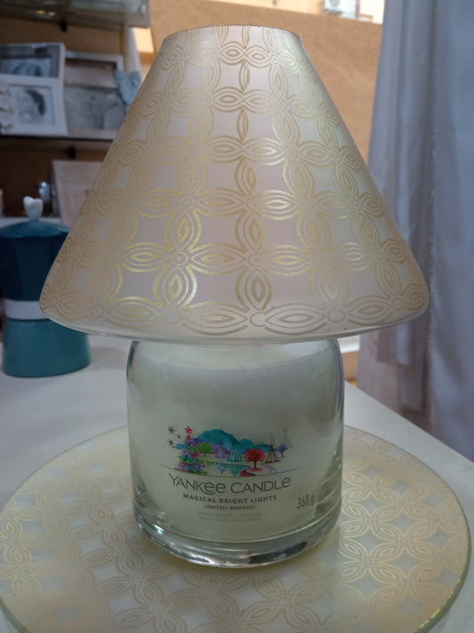 ROMA-Yankee Candle- Paralume e Piatto VETRO DISEGNI ORO