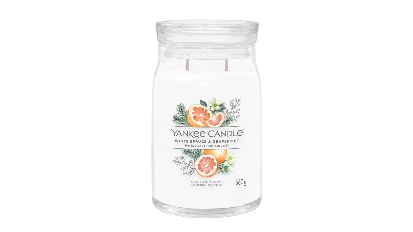 WHITE SPRUCE & GRAPEFRUIT -Yankee Candle- Giara Grande -SIGNATURE-NATALE