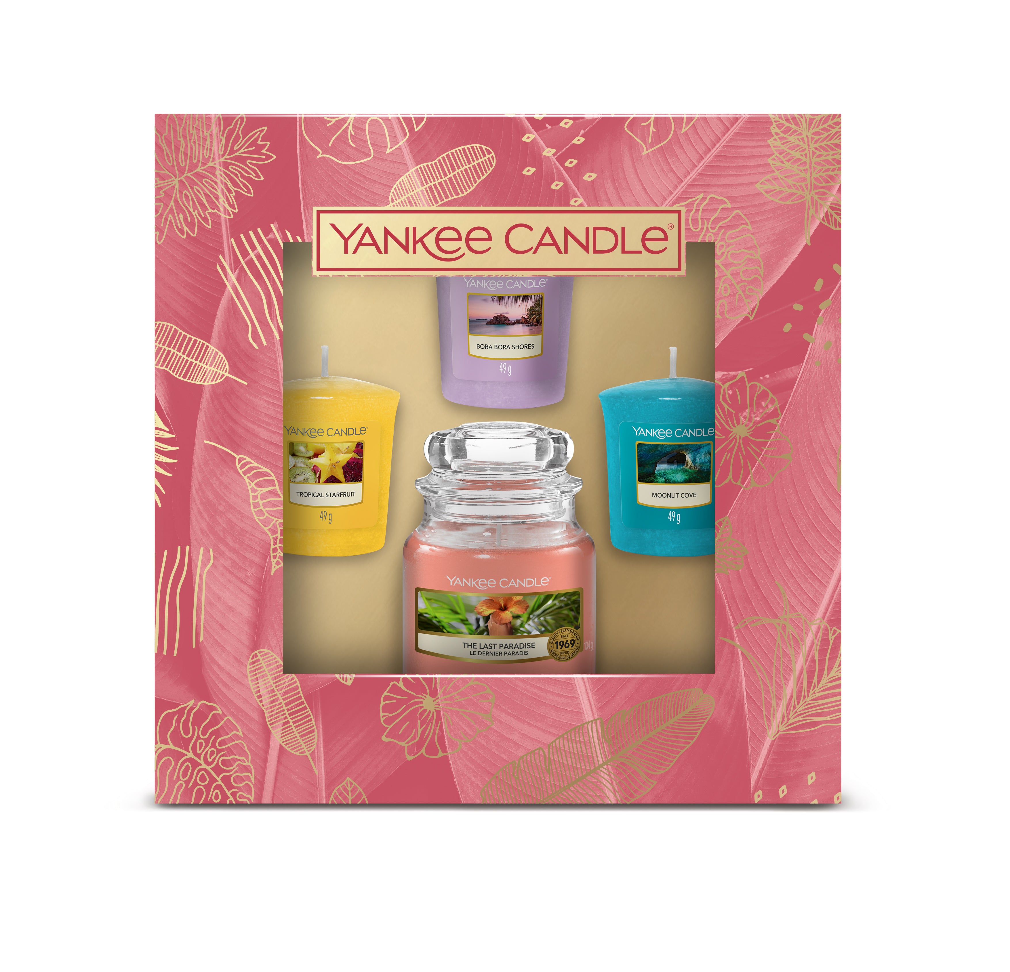 SET GIARA PICCOLA E 3 CANDELE SAMPLER -Yankee Candle- Confezione Regalo The Last Paradise
