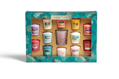SET 12 CANDELE SAMPLER E PORTA CANDELA SAMPLER -Yankee Candle- Confezione Regalo The Last Paradise