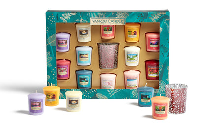 SET 12 CANDELE SAMPLER E PORTA CANDELA SAMPLER -Yankee Candle- Confezione Regalo The Last Paradise