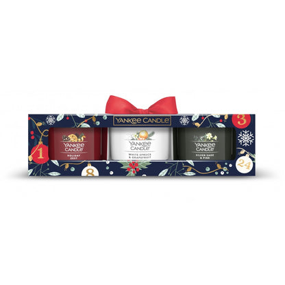 SET 3 CANDELE VOTIVE IN VETRO - Yankee Candle - Confezione Regalo Countdown to Christmas
