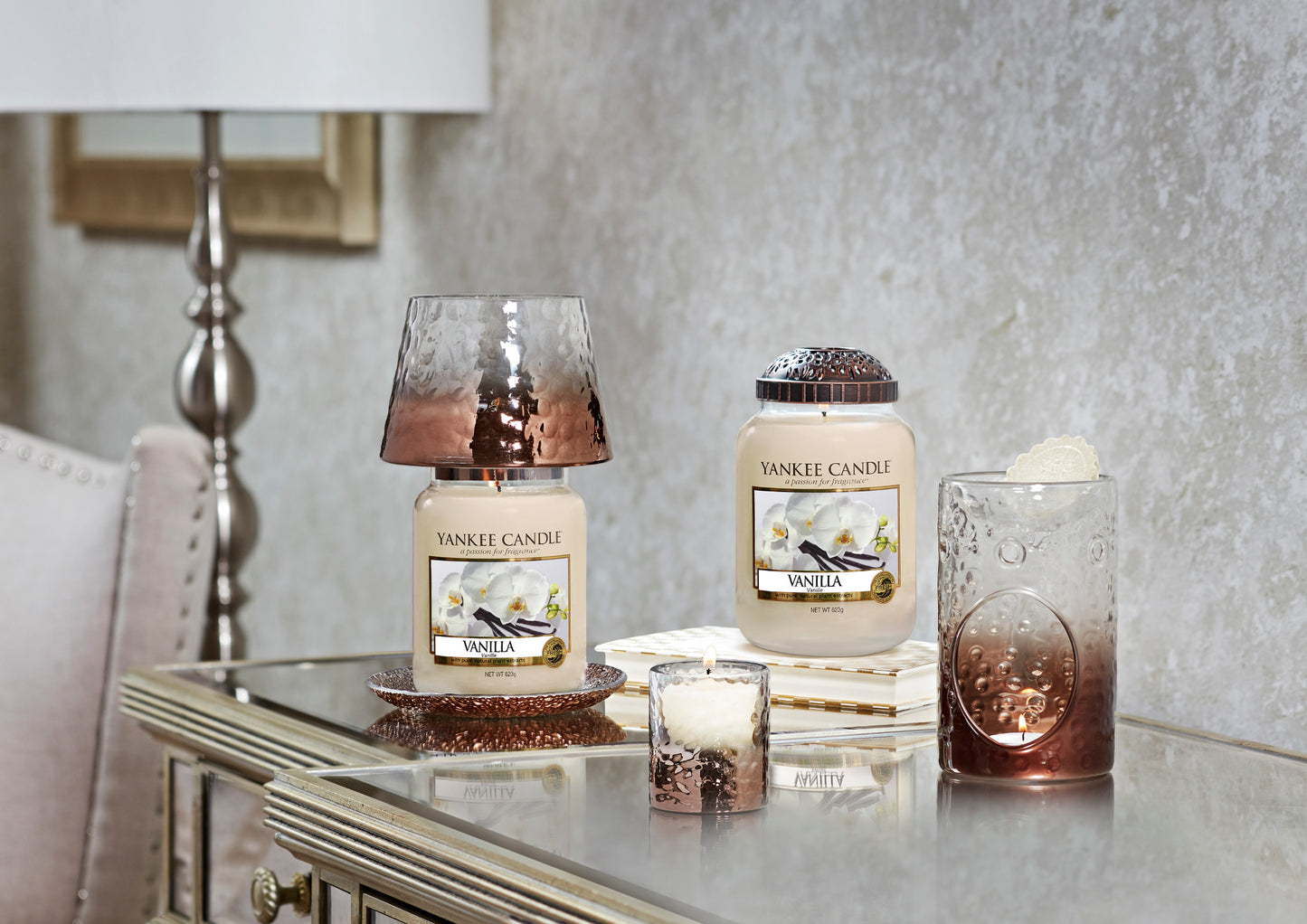 SHERIDAN -Yankee Candle- Bruciatore Vetro Martellato Effetto Metallico