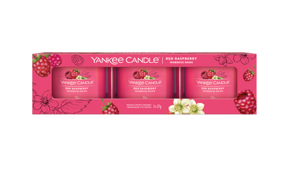RED RASPBERRY - Yankee Candle - Candela Votive in Vetro Confezione da 3