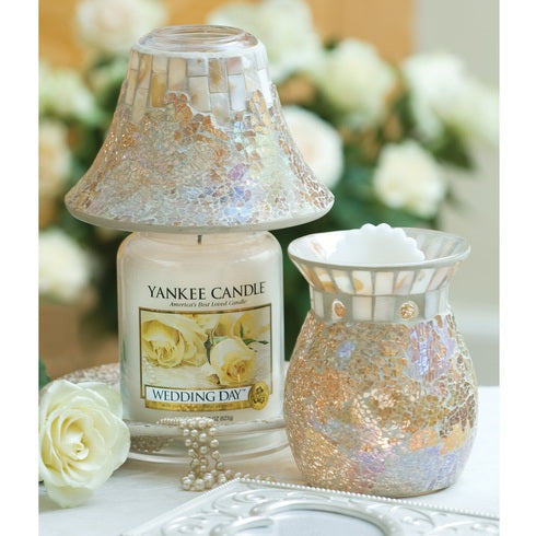 GOLD & PEARL CRACKLE -Yankee Candle- Paralume e Piatto Grande