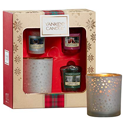 SET 3 CANDELE SAMPLER E PORTA SAMPLER -Yankee Candle- Confezione Regalo Alpine Christmas