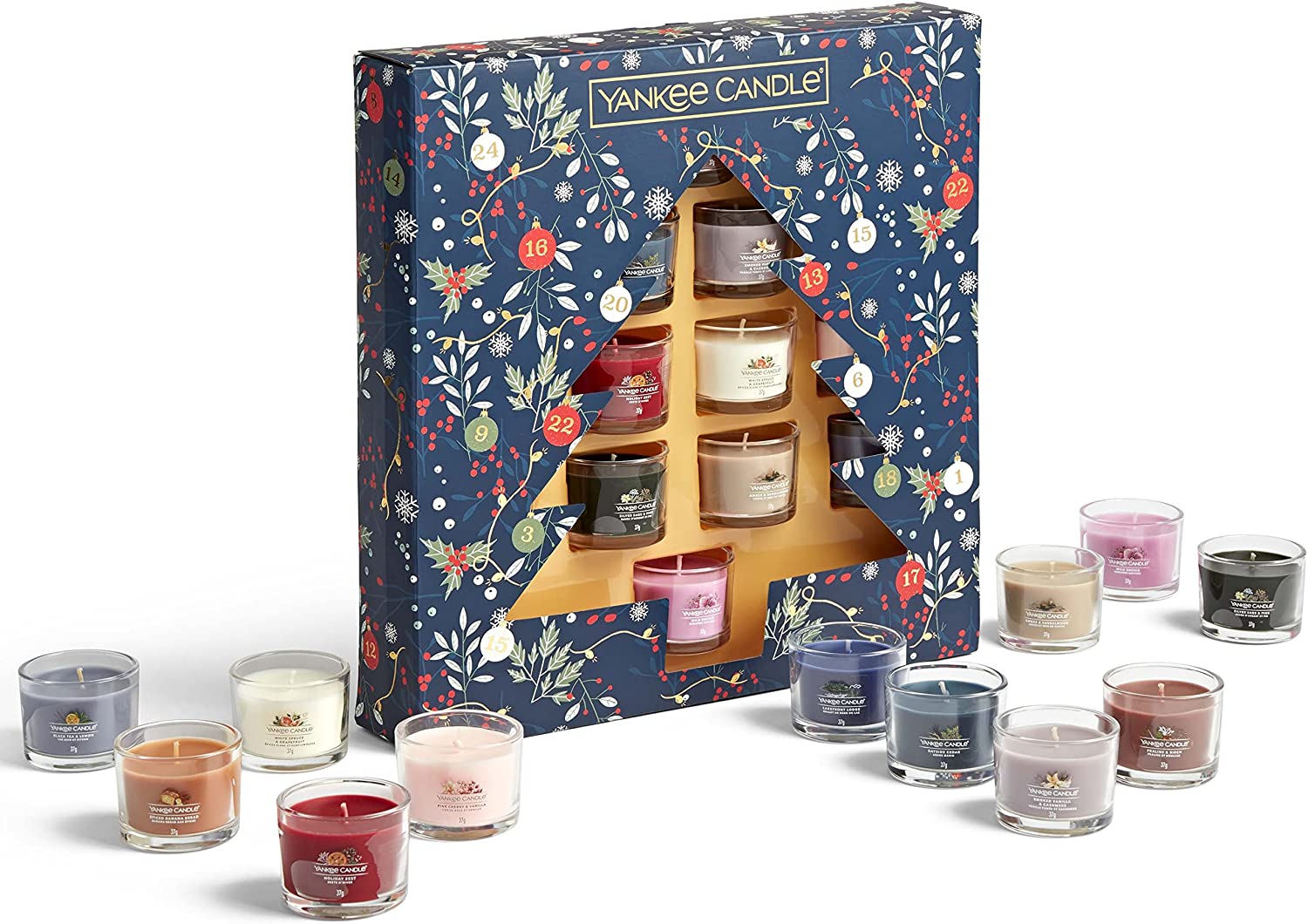 Yankee Candle set regalo | 3 candele votive profumate e 1 portacandele |  Collezione Countdown to Christmas