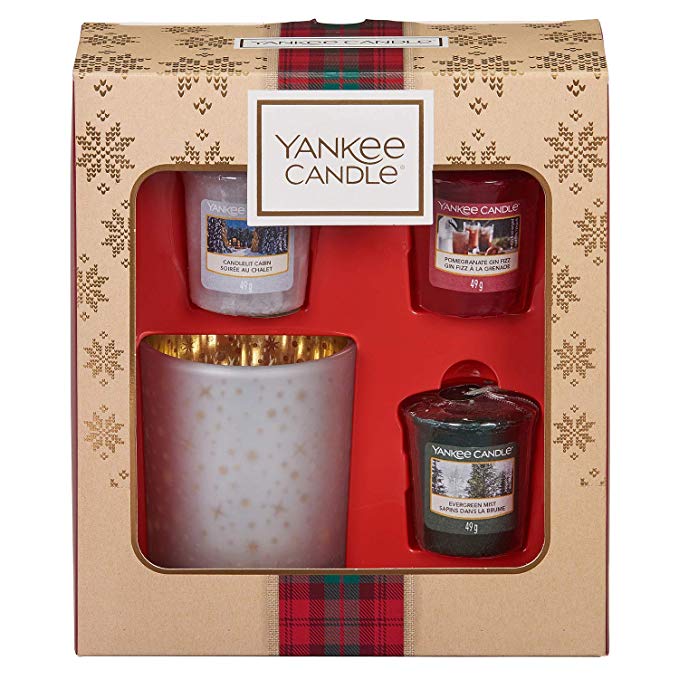 SET 3 CANDELE SAMPLER E PORTA SAMPLER -Yankee Candle- Confezione Regalo Alpine Christmas