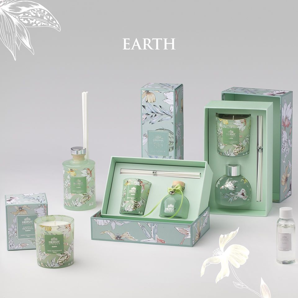 EARTH -Hervit- Set Profuma Ambiente 50ml e Candela Profumata 70g