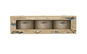 Amber sandalwood Yankee Candle - Confezione regalo 3 Candela Votive in Vetro