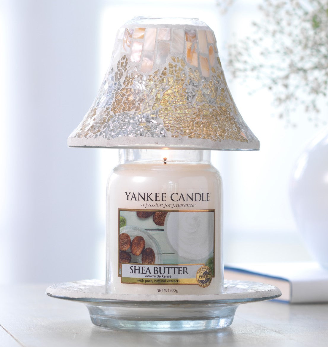 GOLD & PEARL CRACKLE -Yankee Candle- Paralume e Piatto Grande