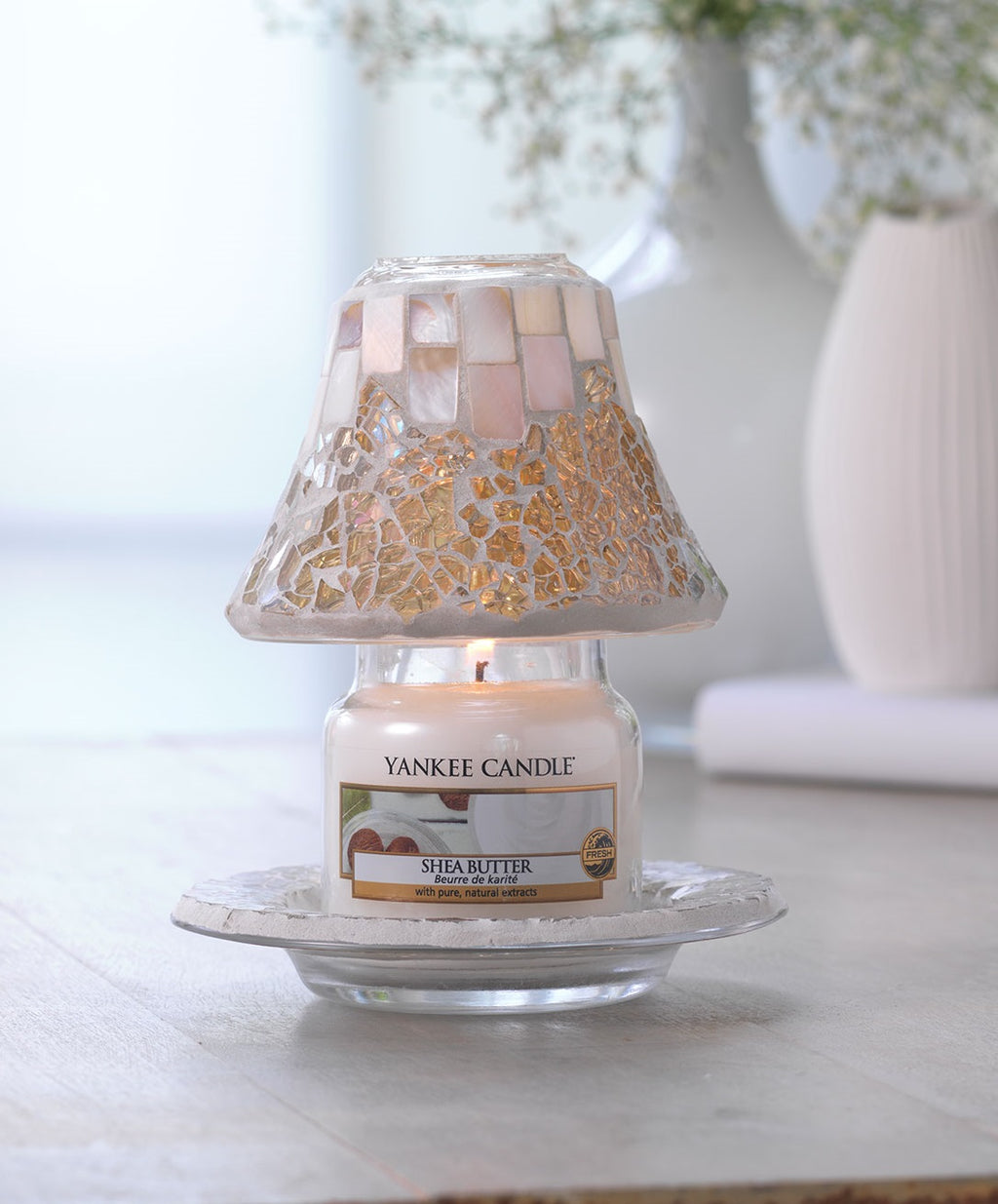 GOLD & PEARL CRACKLE -Yankee Candle- Paralume e Piatto Piccolo