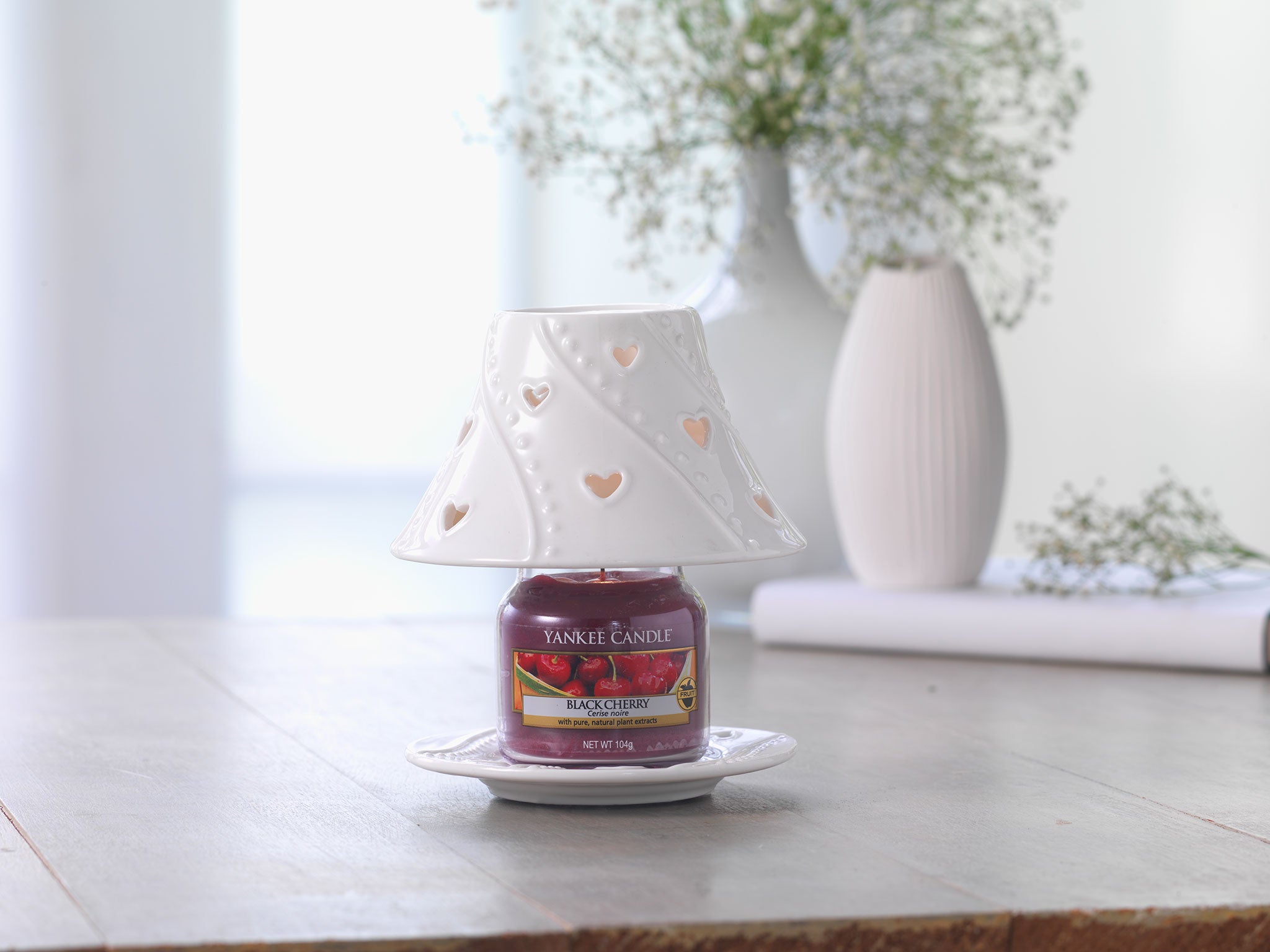 WHITE HEARTS -Yankee Candle- Paralume e Piatto Piccolo