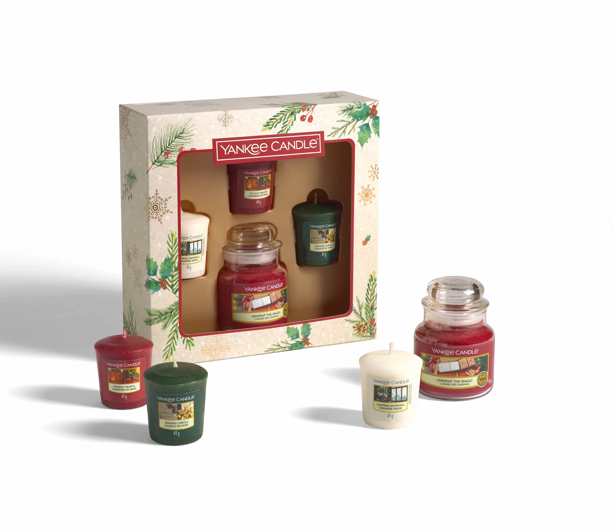 SET GIARA PICCOLA E 3 CANDELE SAMPLER -Yankee Candle- Confezione Regalo Magical Christmas Morning