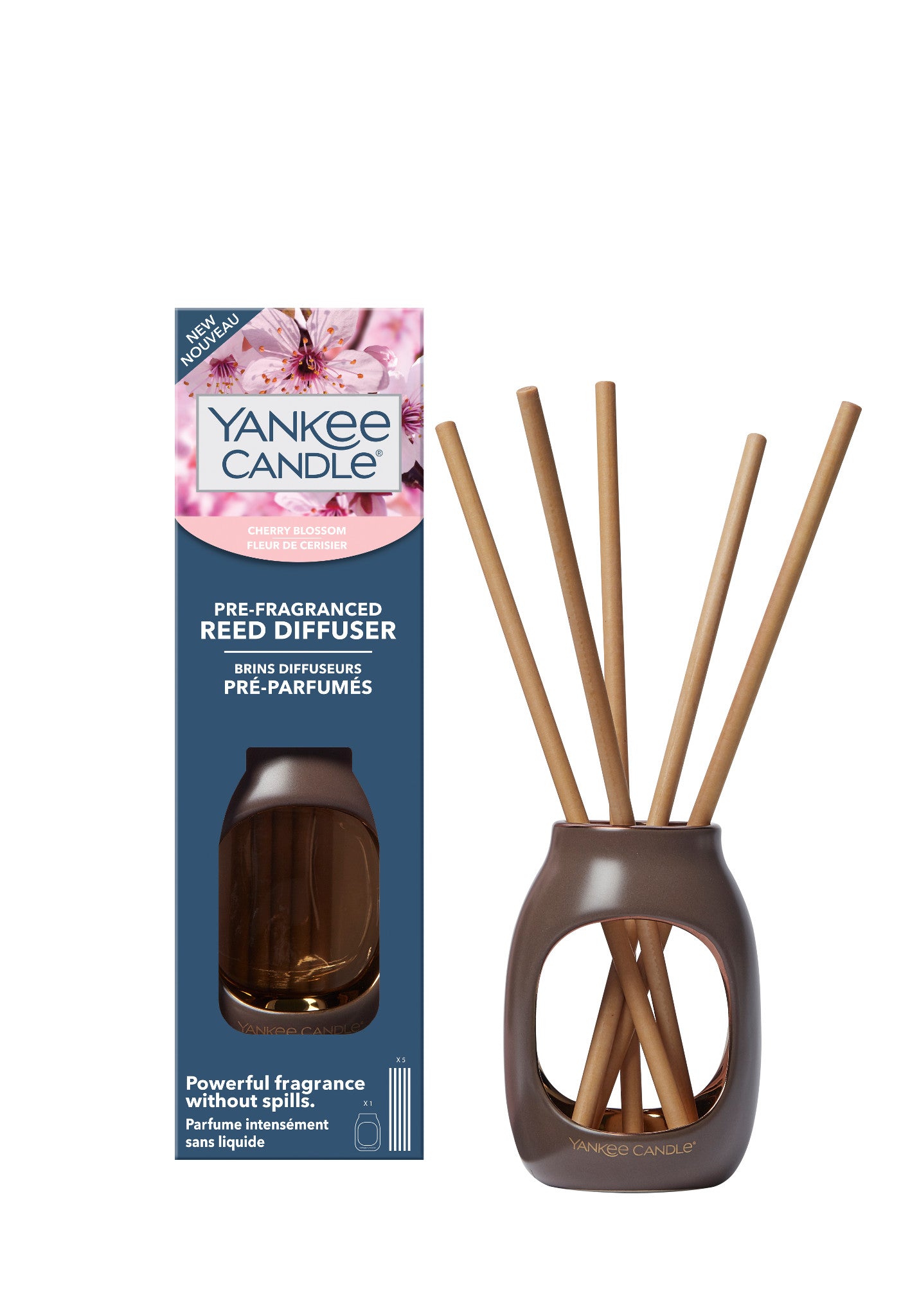 EFFETTO METALLO - CHERRY BLOSSOM -Yankee Candle- Kit Base Diffusore con Bastoncini Profumati