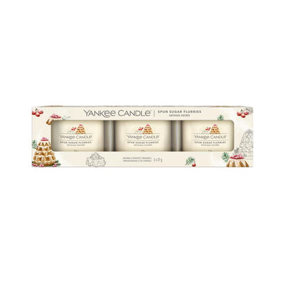 SPUN SUGAR FLURRIES - Yankee Candle - Candela Votive in Vetro Confezione da 3