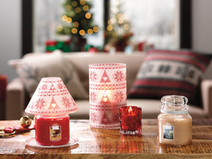RED NORDIC FROSTED GLASS -Yankee Candle- Paralume e Piatto Grande