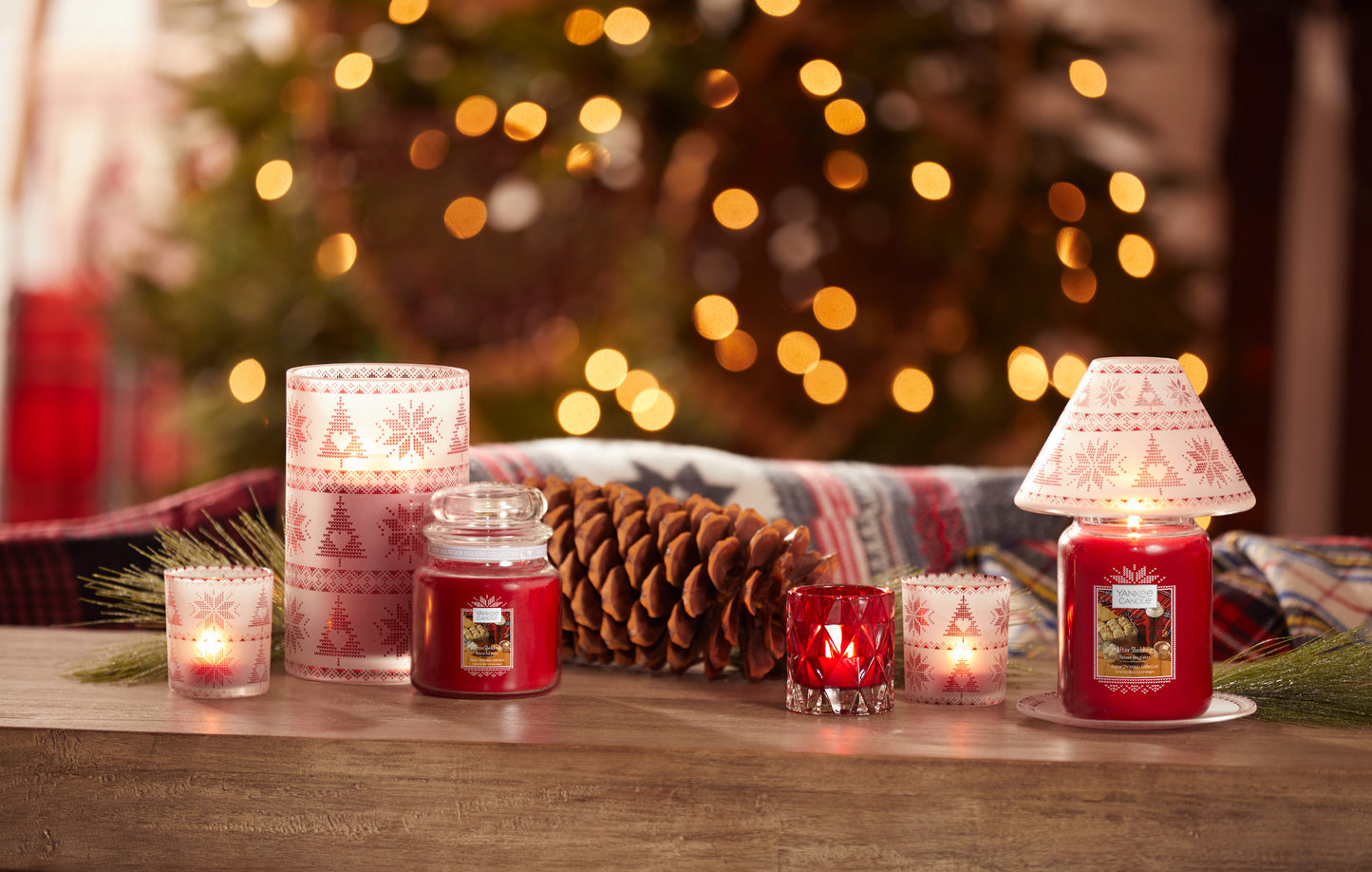 RED NORDIC FROSTED GLASS -Yankee Candle- Porta Candela Sampler o Tea Light