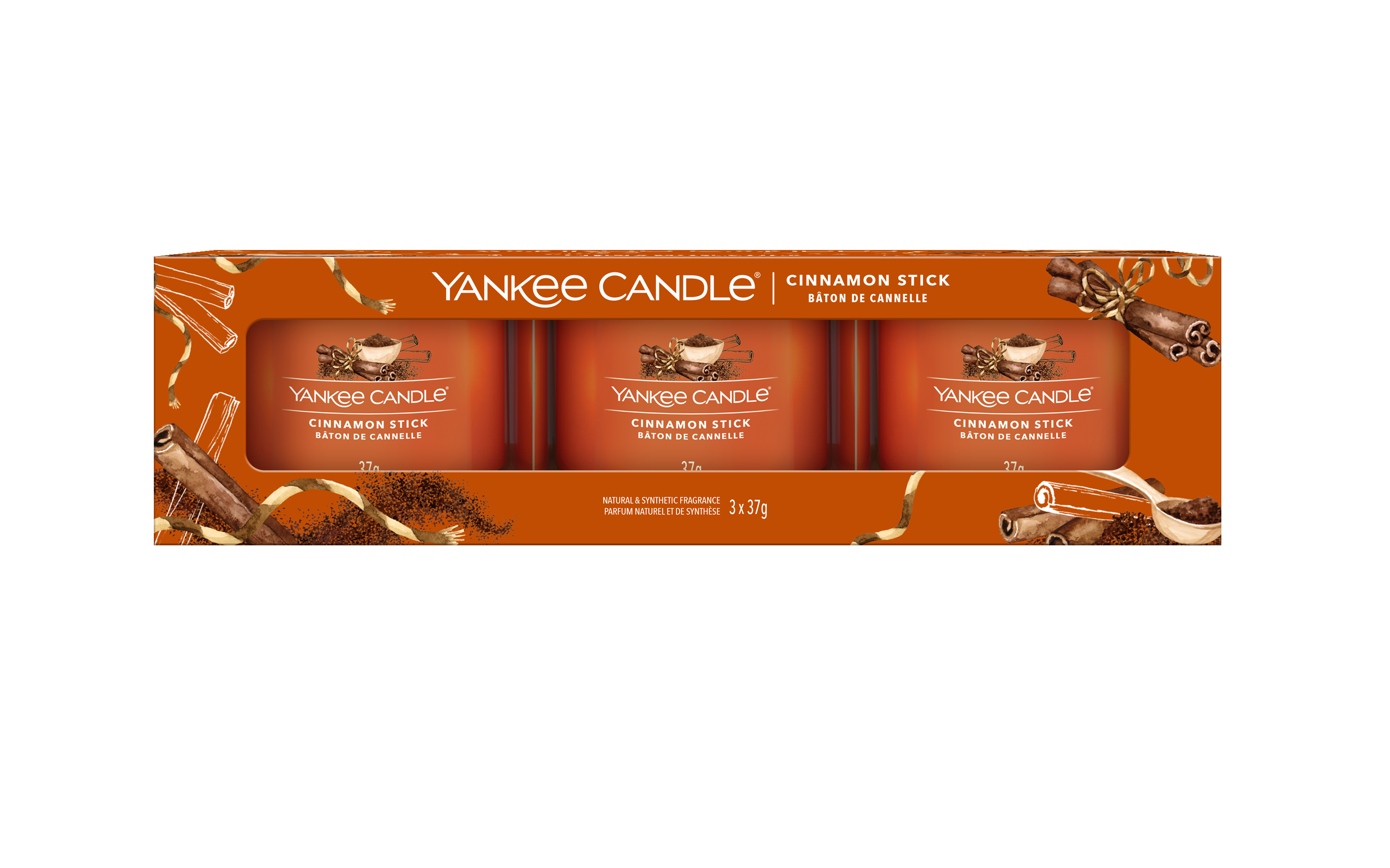 CINNAMON STICK - Yankee Candle - Candela Votive in Vetro Confezione da 3