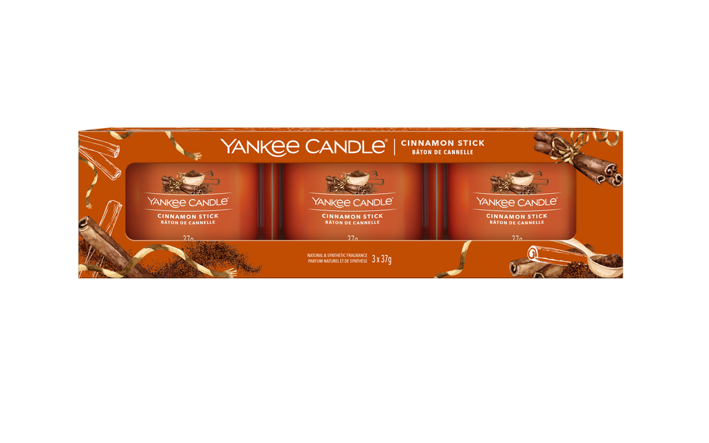 CINNAMON STICK - Yankee Candle - Candela Votive in Vetro Confezione da 3