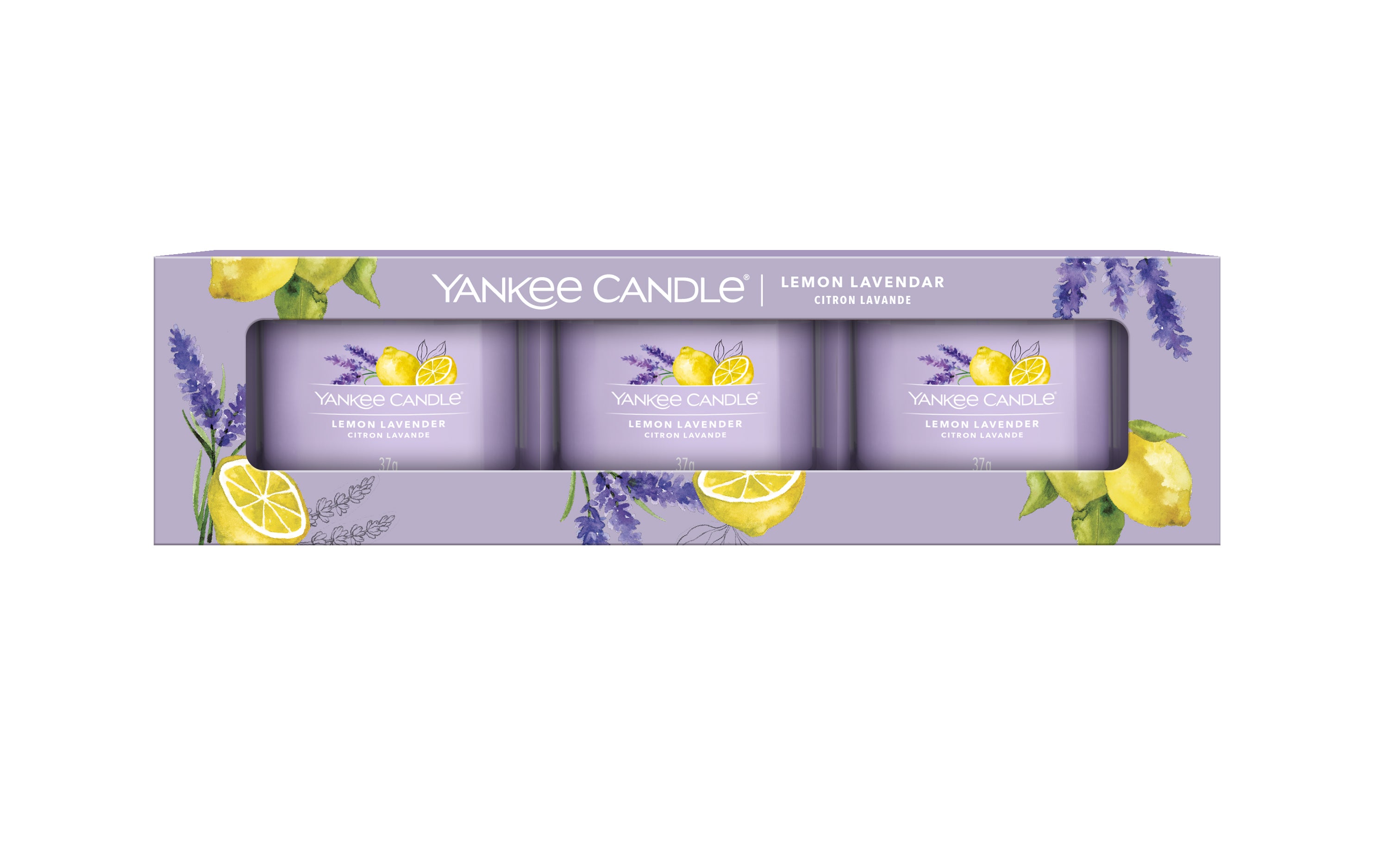 LEMON LAVENDER - Yankee Candle - Candela Votive in Vetro Confezione da 3