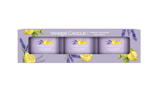 LEMON LAVENDER - Yankee Candle - Candela Votive in Vetro Confezione da 3