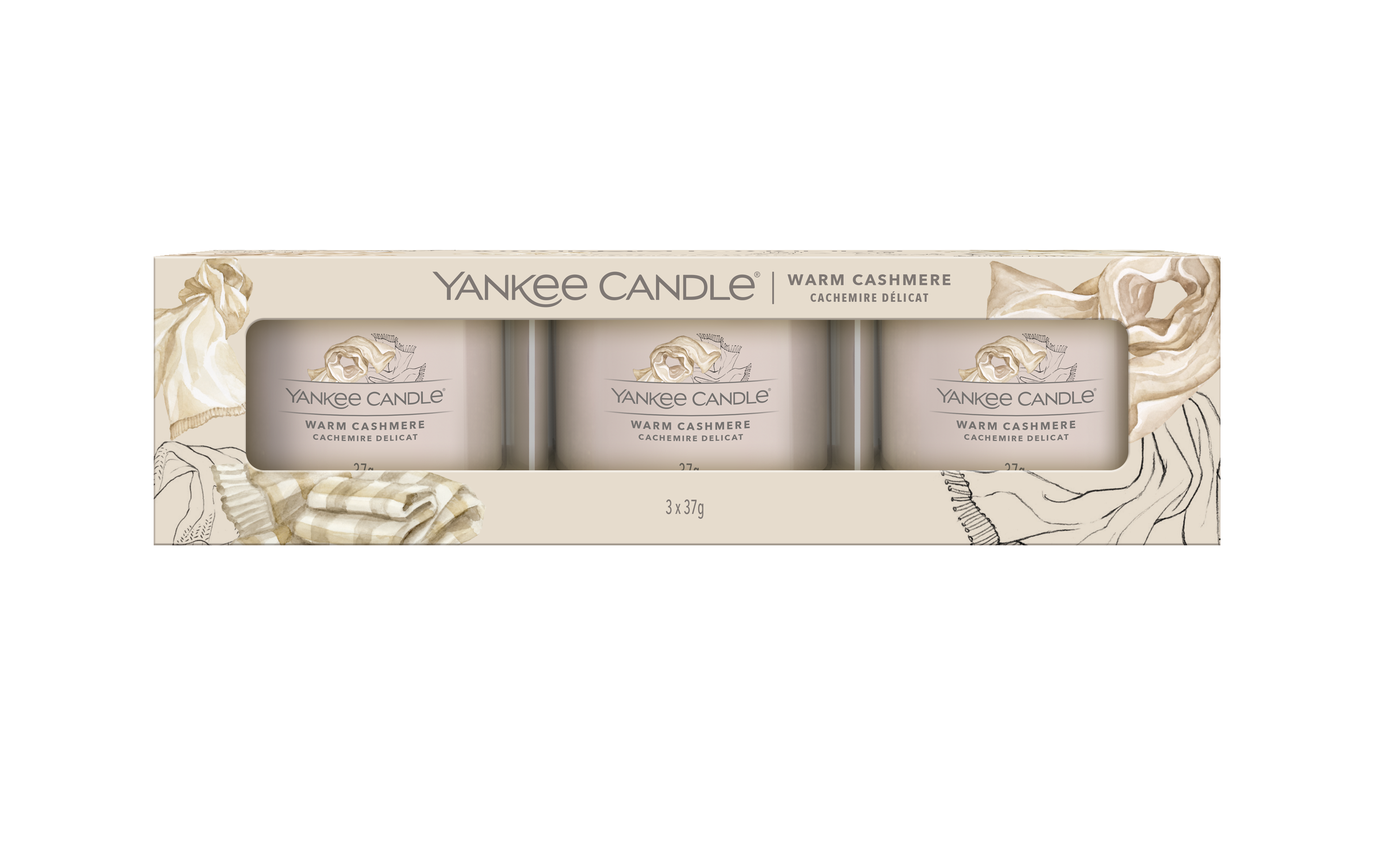 WARM CASHMERE - Yankee Candle - Candela Votive in Vetro Confezione da 3