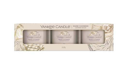 WARM CASHMERE - Yankee Candle - Candela Votive in Vetro Confezione da 3