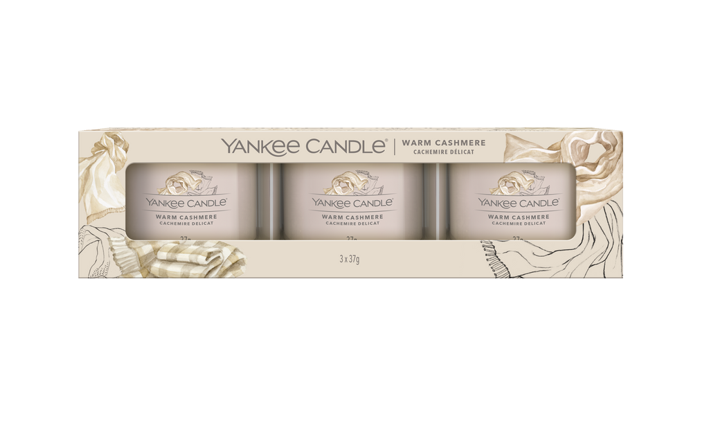 WARM CASHMERE - Yankee Candle - Candela Votive in Vetro Confezione da 3