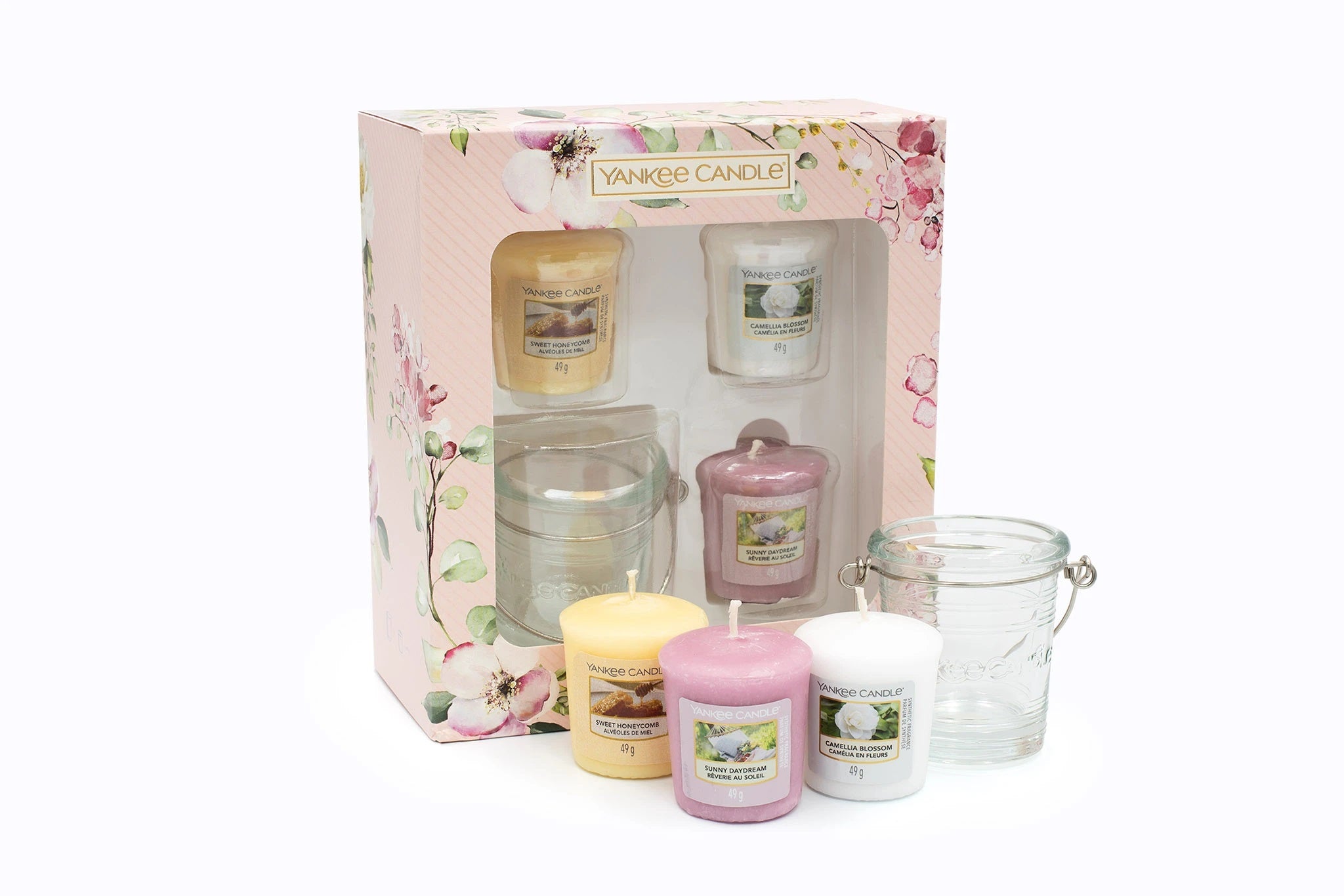 SET 3 CANDELE SAMPLER E PORTA CANDELA SAMPLER -Yankee Candle- Confezione Regalo Garden Hideaway