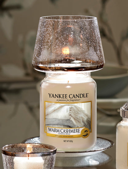 KENSINGTON -Yankee Candle- Paralume e Piatto Grande Banda Metallica su Vetro