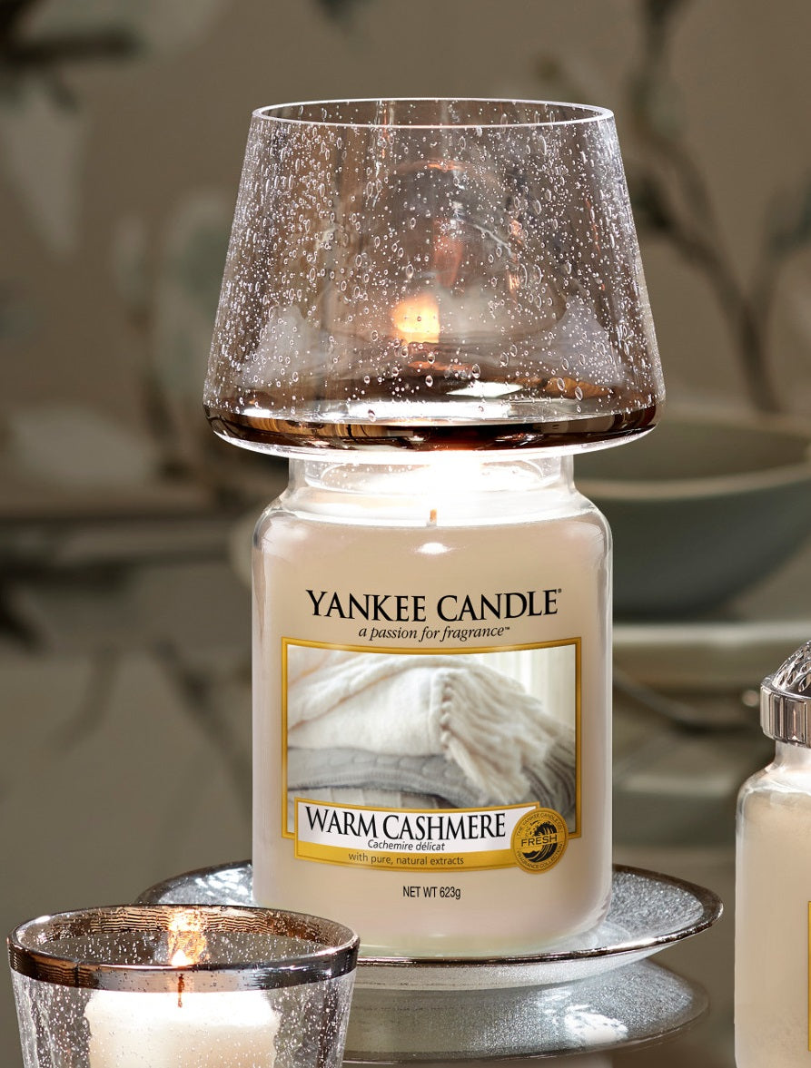 KENSINGTON -Yankee Candle- Paralume e Piatto Grande Banda Metallica su Vetro