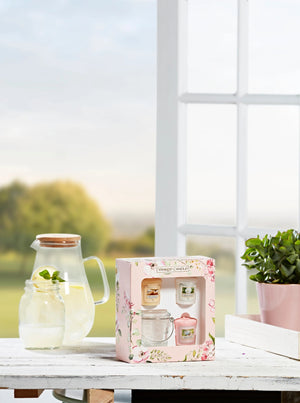 SET 3 CANDELE SAMPLER E PORTA CANDELA SAMPLER -Yankee Candle- Confezione Regalo Garden Hideaway