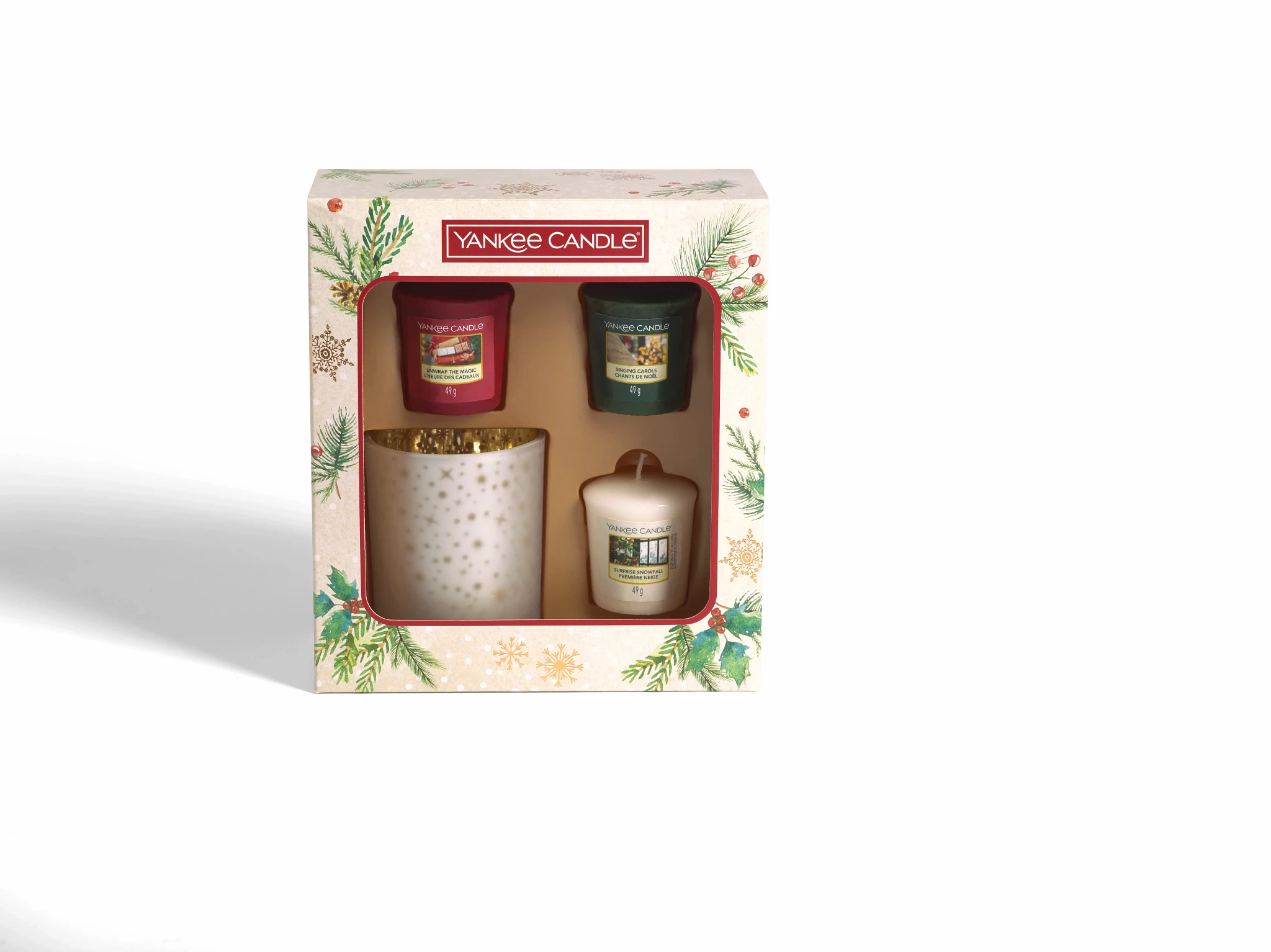 SET 3 CANDELE SAMPLER E PORTA CANDELA SAMPLER -Yankee Candle- Confezione Regalo Magical Christmas Morning