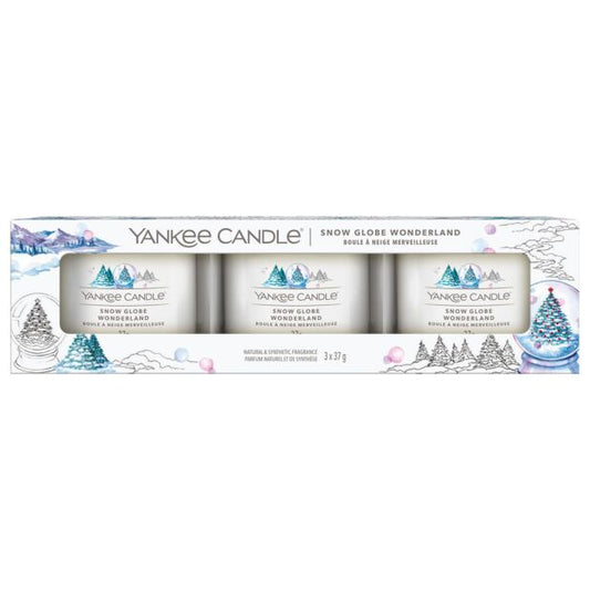SNOW GLOBE WONDERLAND - Yankee Candle - Candela Votive in Vetro Confezione da 3