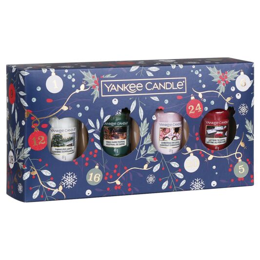 SET 4 CANDELE SAMPLER -Yankee Candle- Confezione Regalo Countdown to Christmas